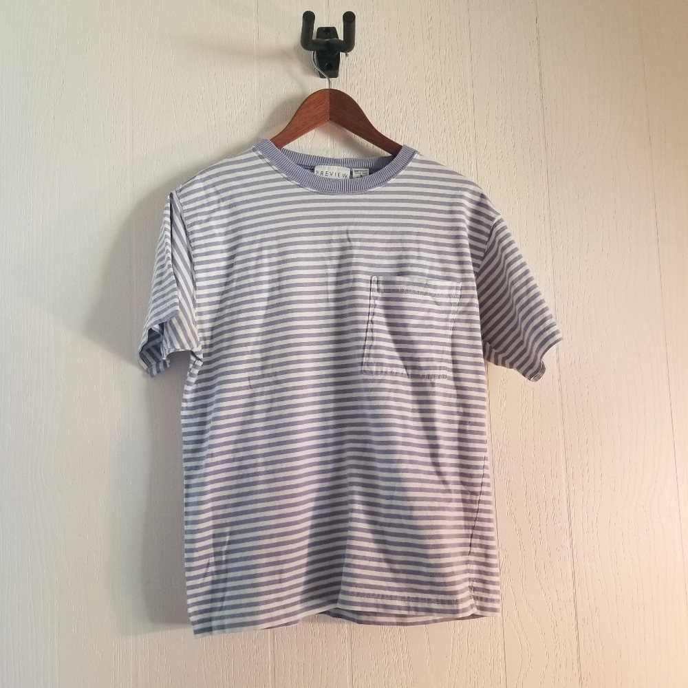 Vintage 100% Cotton Striped Tee Shirt